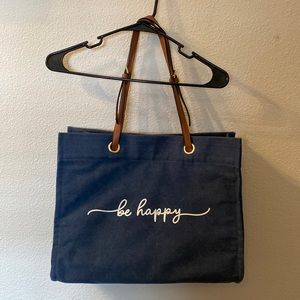 Be Happy tote bag with hard bottom insert